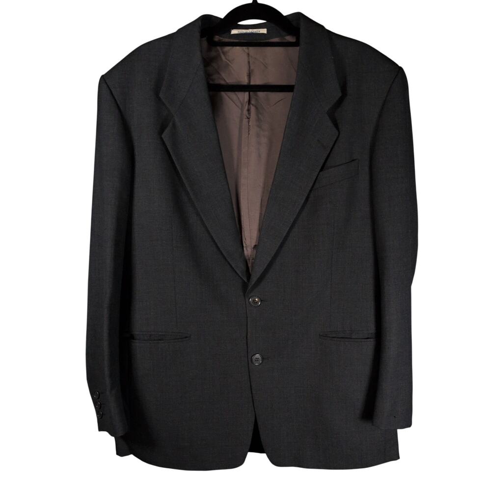 VTG YSL Yves Saint Laurent Mens Gray Wool Button Blazer Suit Jacket France *READ